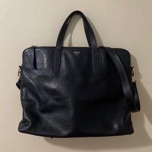 Fossil Brand Leather Laptop Work Bag